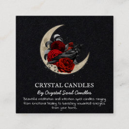 Tarjeta De Visita Cuadrada Crow On The Moon Spell Candle