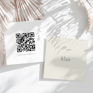 Tarjeta De Visita Cuadrada Crudo   Nombre ultra mínimo y código QR
