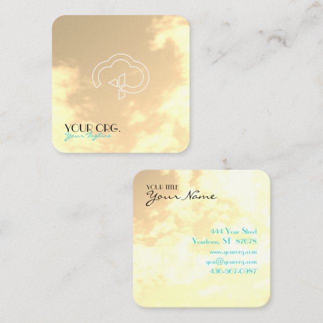 Tarjeta De Visita Cuadrada Cruz de la Vida Eterna Cristiana y Nube (Anverso / Reverso)
