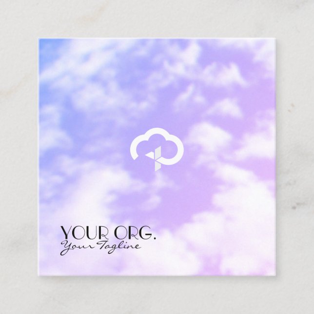 Tarjeta De Visita Cuadrada Cruz de la Vida Eterna Cristiana y Nube (Anverso)
