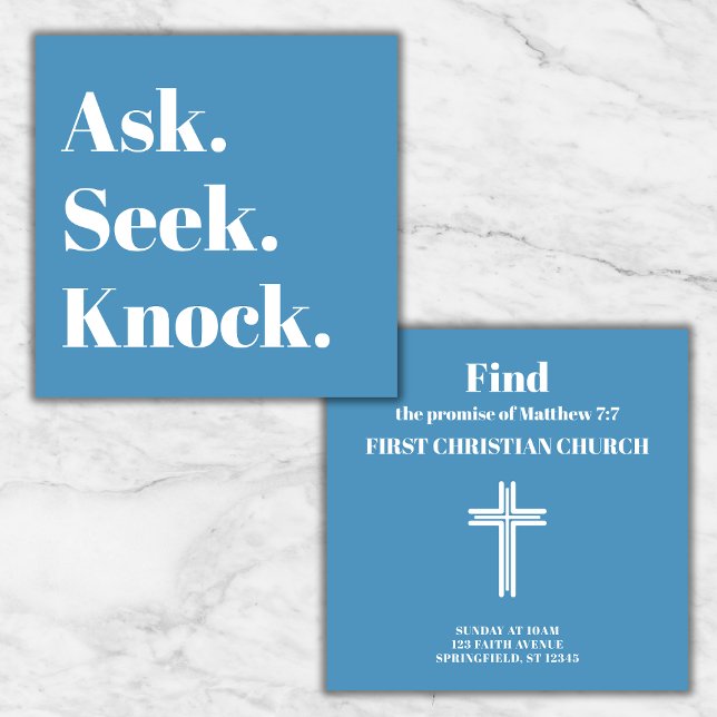 Tarjeta De Visita Cuadrada Cruz Promocional Profesional de Negocios de la Igl (Customize to fit your needs. Add your church or your name. Add your logo or keep the cross.)