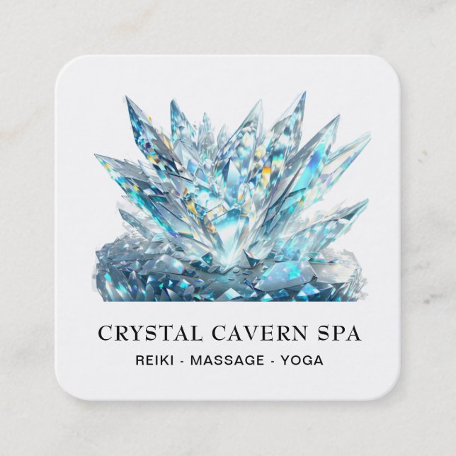 Tarjeta De Visita Cuadrada *~* Crystal azul magnético cósmico esparcido QR (Anverso)
