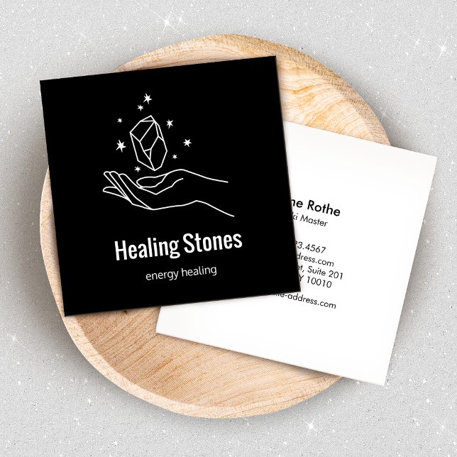 Tarjeta De Visita Cuadrada Crystal Gem Stone Energy Healer (Subido por el creador)