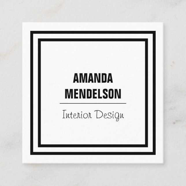 Tarjeta De Visita Cuadrada Cuadrado blanco y negro (Anverso)