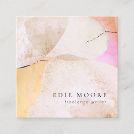 Tarjeta De Visita Cuadrada Cuadrado de arte acuático abstracto artístico