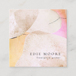 Tarjeta De Visita Cuadrada Cuadrado de arte acuático abstracto artístico