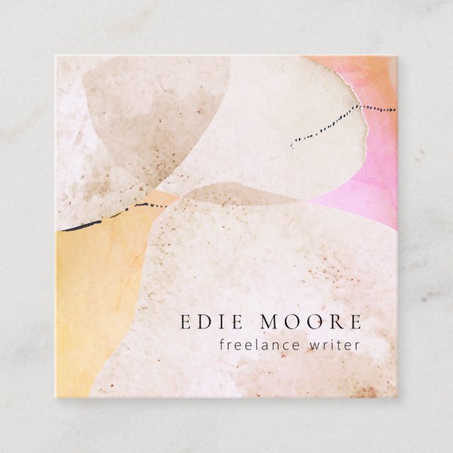 Tarjeta De Visita Cuadrada Cuadrado de arte acuático abstracto artístico (Anverso)