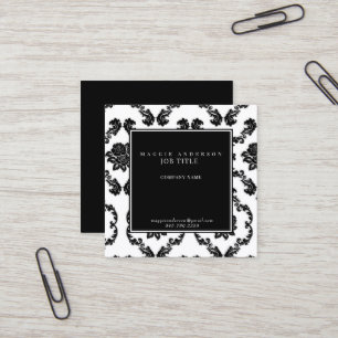 Tarjeta De Visita Cuadrada Cuadrado de damascos en blanco y negro