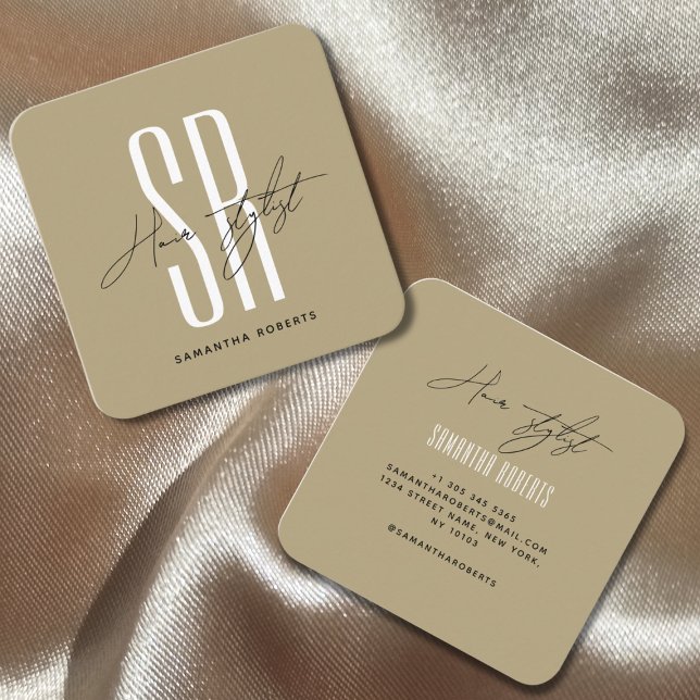 Tarjeta De Visita Cuadrada Cuadrado de iniciales de monograma dorado moderno  (Subido por el creador)