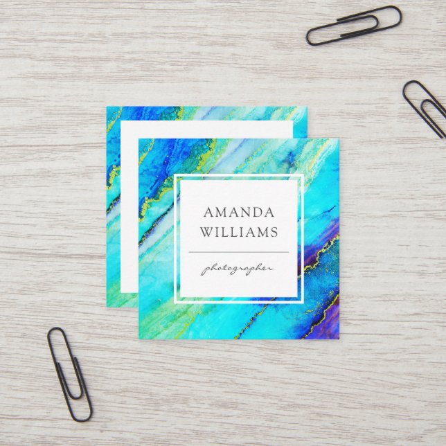 Tarjeta De Visita Cuadrada Cuadrado de patrón pintado abstracto moderno (Anverso/Reverso In Situ)