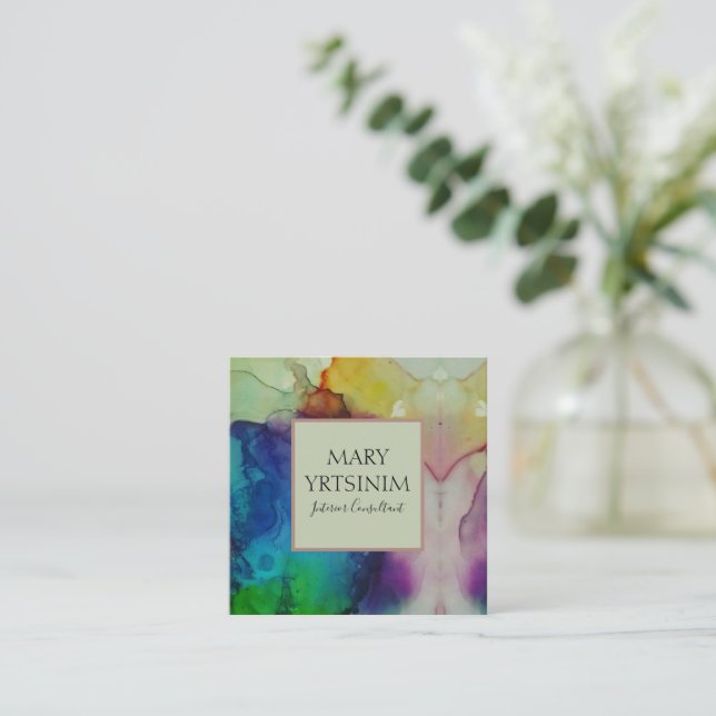 Tarjeta De Visita Cuadrada Cuadrado de tinta (Anverso de pie)