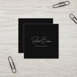 Tarjeta De Visita Cuadrada Cuadrado elegante de escritura moderna en blanco y