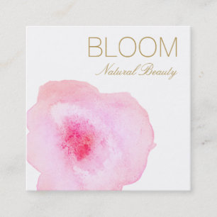 Tarjeta De Visita Cuadrada Cuadrado floral de acuarela rosa artificial