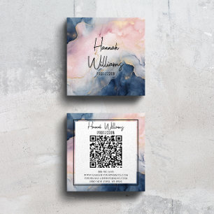 Tarjeta De Visita Cuadrada Cuadrado Líquido del código QR de la Marina Rosa d