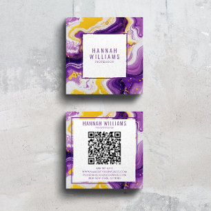 Tarjeta De Visita Cuadrada Cuadrado Líquido del código QR del agio amarillo m
