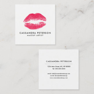 Tarjeta De Visita Cuadrada Cuadrado minimalista del artista de maquillaje de