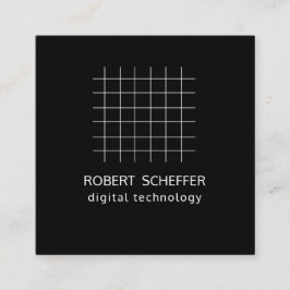 Tarjeta De Visita Cuadrada Cuadrícula de espacio abierto negro profesional