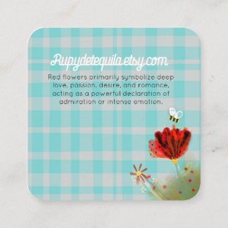Tarjeta De Visita Cuadrada Cuadrícula de gingham a cuadros turquesa  