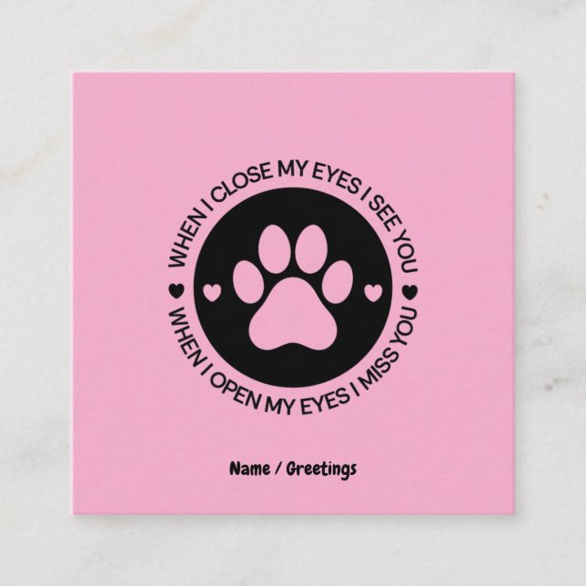 Tarjeta De Visita Cuadrada Cuando cierro los ojos, te veo encantar la cita (Anverso)