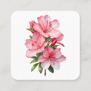 Tarjeta De Visita Cuadrada Cubierta acuarela de flores de Azalea
