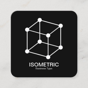 Tarjeta De Visita Cuadrada Cubo isométrico - Blanco sobre negro