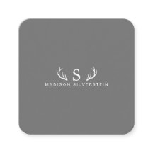 Cuerno de ciervo elegante monograma gris