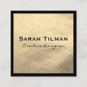 Tarjeta De Visita Cuadrada Cuero de oro negro de moda