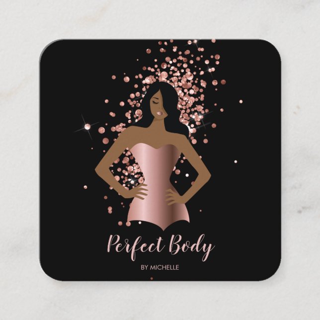 Tarjeta De Visita Cuadrada Cuerpo Esculpiendo Fitness Linergie Waist Trainer  (Anverso)