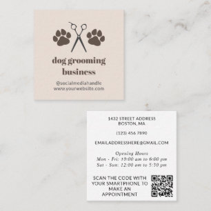 Tarjeta De Visita Cuadrada Cuidado de Perros Brown Paws & Sheers Cuadrado