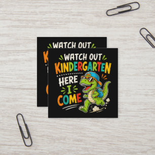 Tarjeta De Visita Cuadrada Cuidado jardín de infancia aquí vengo Dino