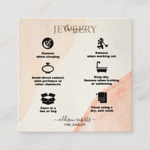 Tarjeta De Visita Cuadrada Cuidado mínimo profesional de las joyas de Terraco