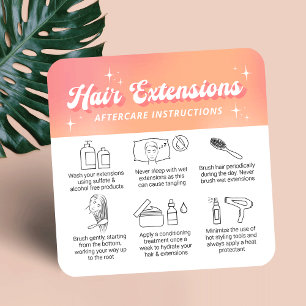 Tarjeta De Visita Cuadrada Cuidado posterior de extensiones de cabello con lo