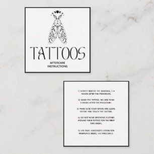 Tarjeta De Visita Cuadrada Cuidado posterior del tatuaje minimalista celestia