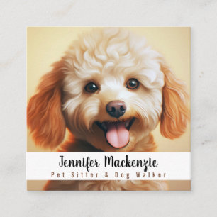 Tarjeta De Visita Cuadrada Cuidador de mascotas de perro lindo y paseador de