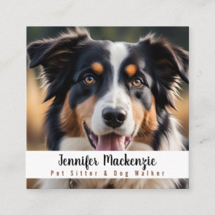 Tarjeta De Visita Cuadrada Cuidador de mascotas de perros lindos y paseador d