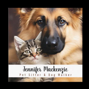 Tarjeta De Visita Cuadrada Cuidador de mascotas de perros y gatos lindos y pa