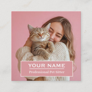 Tarjeta De Visita Cuadrada Cuidador de Mascotas Profesional Foto Personalizad
