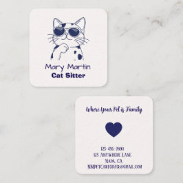Tarjeta De Visita Cuadrada Cuidador de Mascotas Rosa Azul Colores Suaves Pers