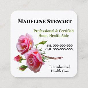 Tarjeta De Visita Cuadrada Cuidador profesional de la plaza rosa fresca