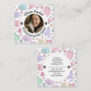Tarjeta De Visita Cuadrada Cuidador Profesional de Mascotas Personalizado 