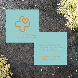 Tarjeta De Visita Cuadrada Cuidador Profesional Elegante Minimalista Moderno