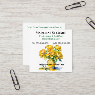 Tarjeta De Visita Cuadrada Cuidadora profesional de la plaza del amarillo