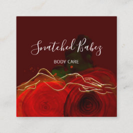 Tarjeta De Visita Cuadrada Cuidados corporales esculpiendo QRCODE Rosa Floral