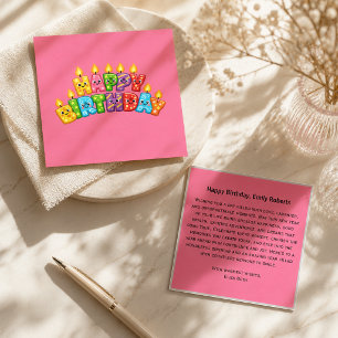 Tarjeta De Visita Cuadrada Cumpleaños color rosa