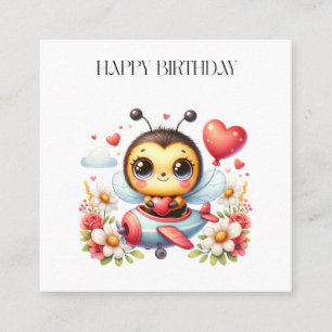 Tarjeta De Visita Cuadrada Cumpleaños de piloto abeja