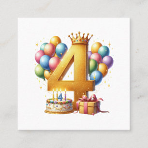 Tarjeta De Visita Cuadrada Cumpleaños dorado 4