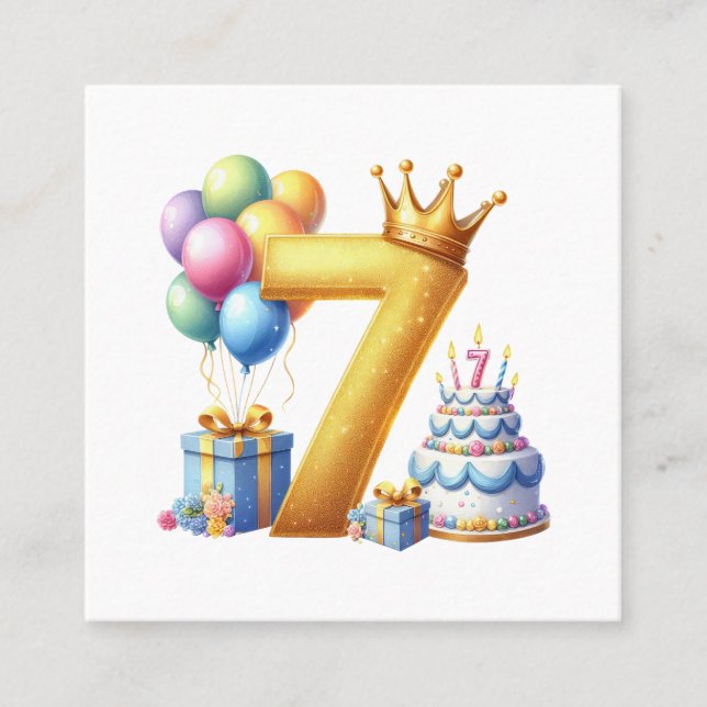 Tarjeta De Visita Cuadrada Cumpleaños dorado 7 (Anverso)