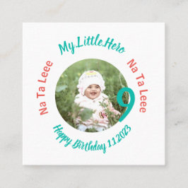 Tarjeta De Visita Cuadrada Cumpleaños personalizado nombre con foto