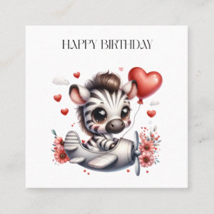 Tarjeta De Visita Cuadrada Cumpleaños piloto cebra