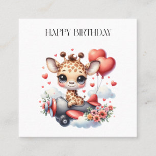 Tarjeta De Visita Cuadrada Cumpleaños piloto jirafa